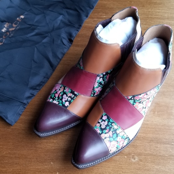New size! Coach Patchwork Bandit Leather Boots - Picture 3 of 8